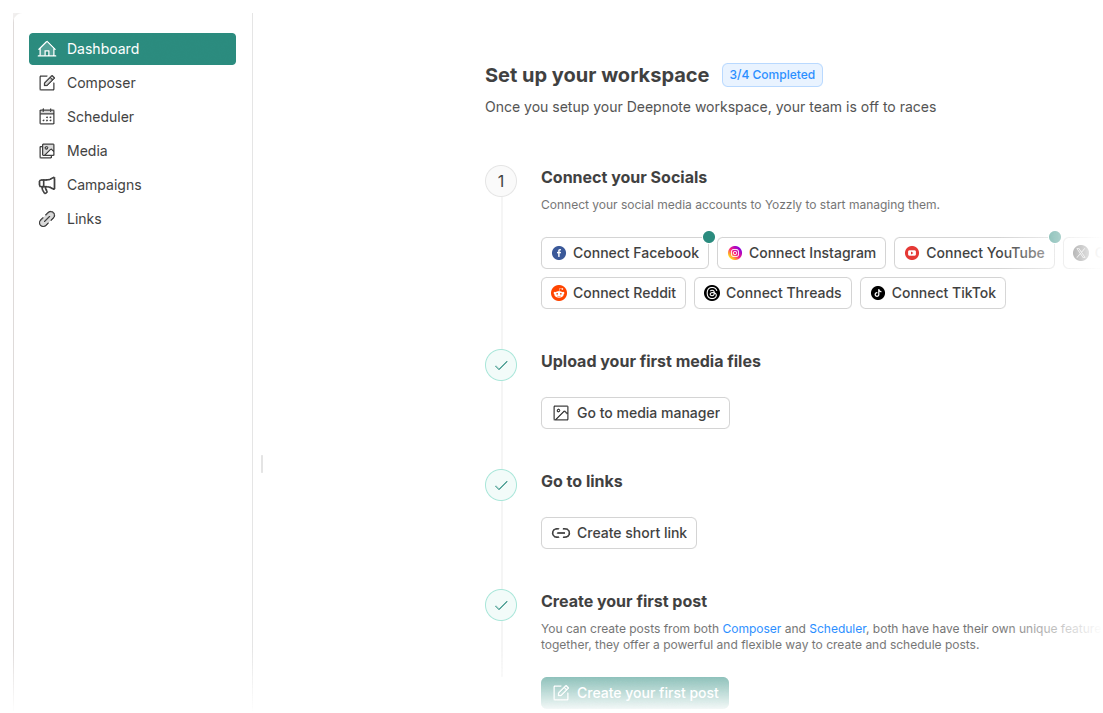 Unified Platform screenshot from Yozzly dashboard