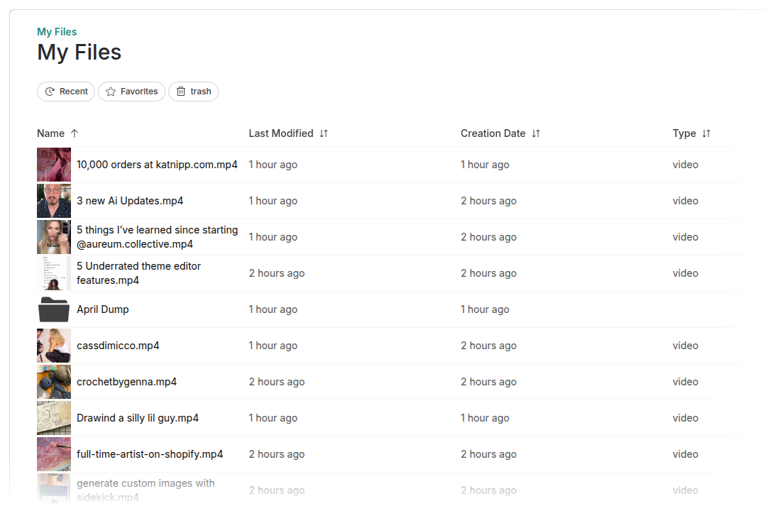 Centralized Media Hub screenshot from Yozzly dashboard